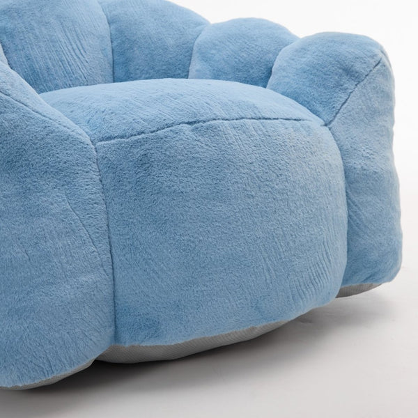 English Elm Lotus Floor Bean Bag Sofa Memory Foam Filled with Pull Ring for Living Room Bedroom Blue W2311P434594