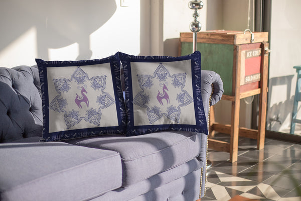 Homeroots 26” Gray Purple Horse Indoor Outdoor Zippered Throw Pillow   412896