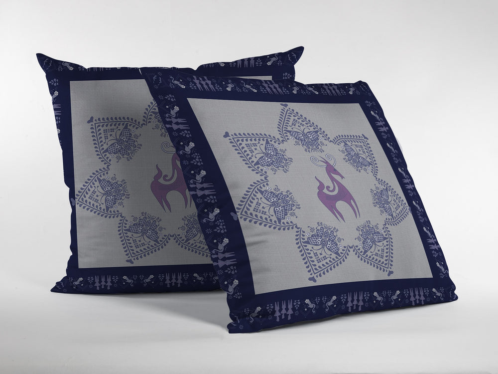 Homeroots 26” Gray Purple Horse Indoor Outdoor Zippered Throw Pillow   412896