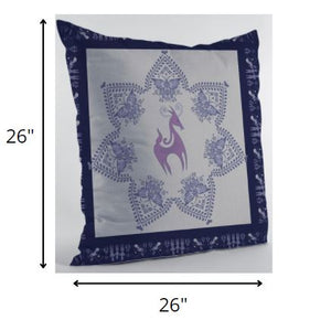 Homeroots 26” Gray Purple Horse Indoor Outdoor Zippered Throw Pillow   412896