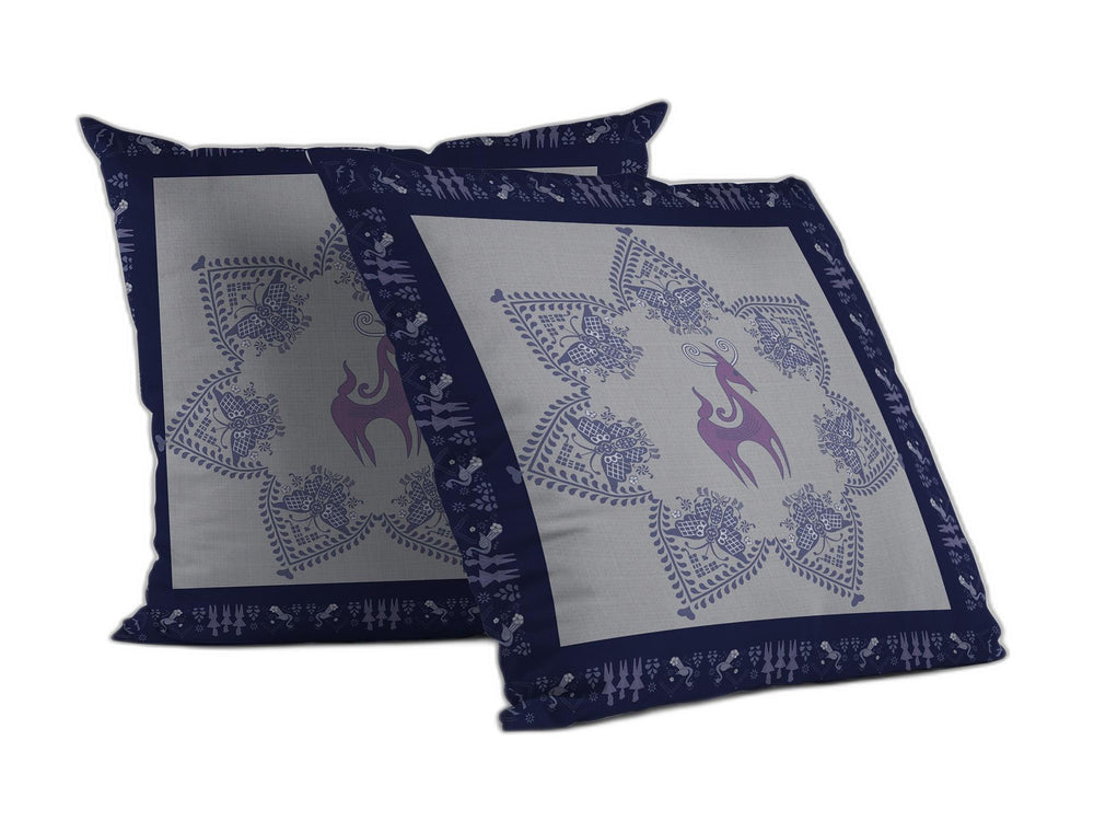 Homeroots 26” Gray Purple Horse Indoor Outdoor Zippered Throw Pillow   412896