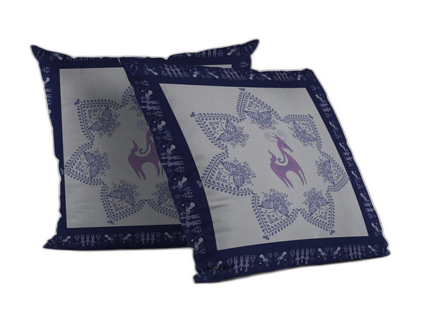 Homeroots 26” Gray Purple Horse Indoor Outdoor Zippered Throw Pillow   412896
