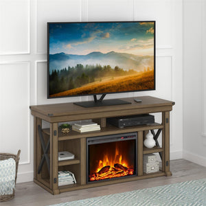 English Elm Fireplace Tv Stand with Electric Insert Wood Veneer Finish Fits Tvs up to 60 Inches B2733S00001