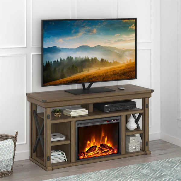 English Elm Fireplace Tv Stand with Electric Insert Wood Veneer Finish Fits Tvs up to 60 Inches B2733S00001