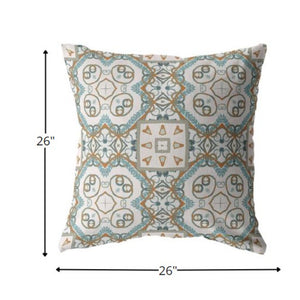 Homeroots 26” Blue Orange Mandala Indoor Outdoor Zippered Throw Pillow   412952