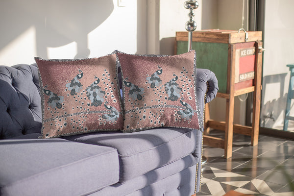 Homeroots 26” Dusty Pink Boho Bird Indoor Outdoor Zippered Throw Pillow   412960