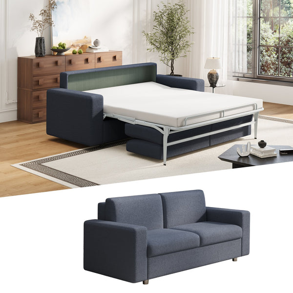 English Elm Pull Out Sofa Bed Full Size Sleeper Sofa with Memory Foam Dual-Layer Mattress, Space-Saving Loveseat DARK GREY W3795P357849