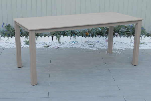 English Elm 68.9-inch Outdoor Rectangular Dining Table Hips Wood Grain Seats Six with Umbrella Hole W2085P364131