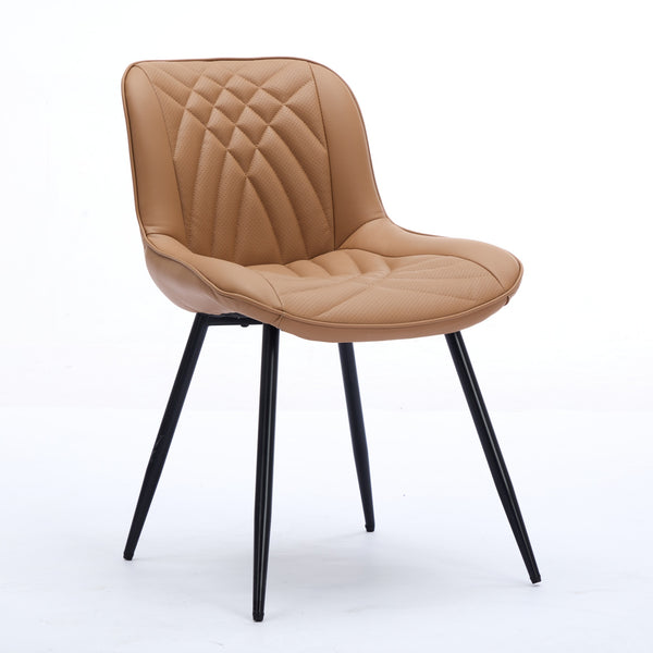 English Elm Dining Chairs Mid Century Modern Set of 2 with Curved Back Support, Perforated PU Upholstery, Cushioned Comfort and Floor-Protecting Adjustable Leg Caps khaki W1143P254985