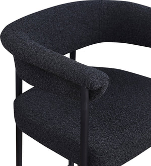 Meridian Furniture Malin Upholstered Counter Stool with Matte Black Iron Frame for Kitchen Islands and Home Bars Black Boucle Fabric 412Black-C
