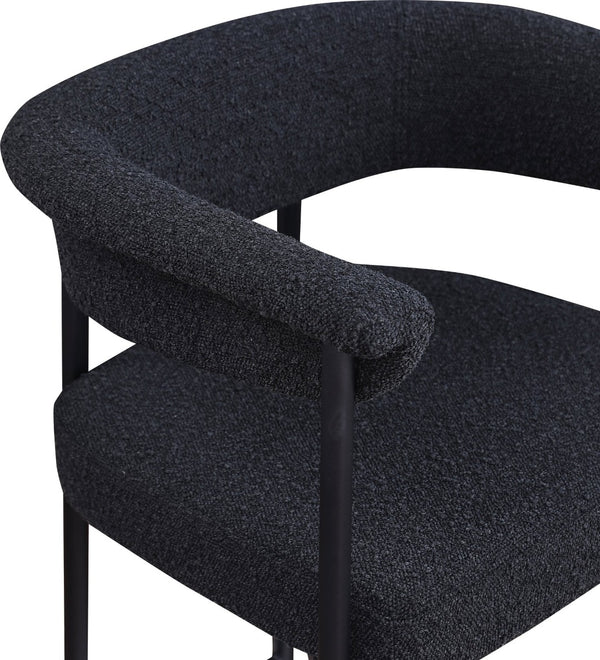 Meridian Furniture Malin Upholstered Counter Stool with Matte Black Iron Frame for Kitchen Islands and Home Bars Black Boucle Fabric 412Black-C