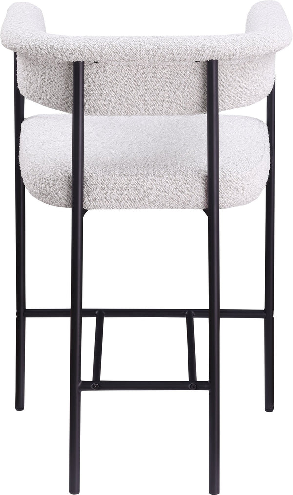 Meridian Furniture Malin Upholstered Counter Stool with Matte Black Iron Frame for Kitchen Islands and Home Bars Cream Boucle Fabric 412Cream-C