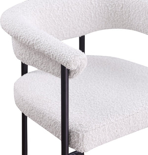 Meridian Furniture Malin Upholstered Counter Stool with Matte Black Iron Frame for Kitchen Islands and Home Bars Cream Boucle Fabric 412Cream-C