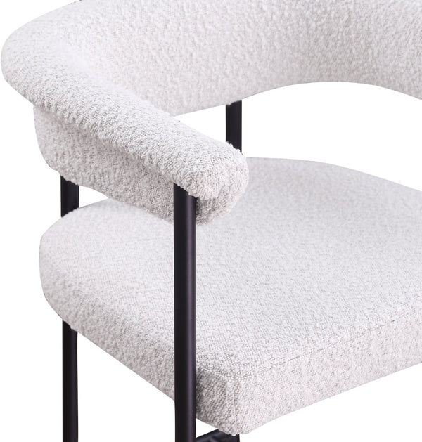 Meridian Furniture Malin Upholstered Counter Stool with Matte Black Iron Frame for Kitchen Islands and Home Bars Cream Boucle Fabric 412Cream-C