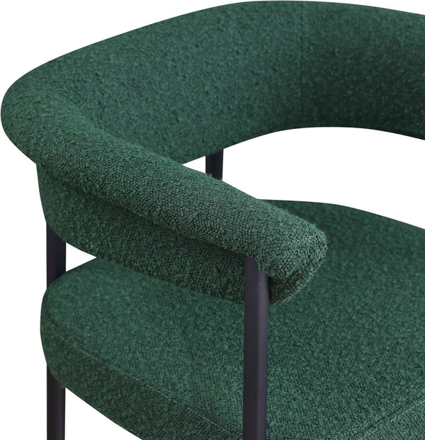 Meridian Furniture Malin Upholstered Counter Stool with Matte Black Iron Frame for Kitchen Islands and Home Bars Green Boucle Fabric 412Green-C