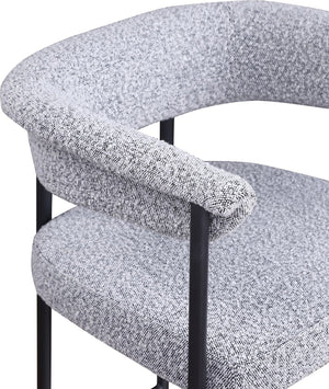 Meridian Furniture Malin Upholstered Counter Stool with Matte Black Iron Frame for Kitchen Islands and Home Bars Grey Boucle Fabric 412Grey-C