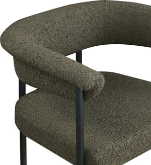 Meridian Furniture Malin Upholstered Counter Stool with Matte Black Iron Frame for Kitchen Islands and Home Bars Olive Boucle Fabric 412Olive-C
