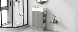 English Elm 18.6" Bathroom Vanity with Sink and Ceramic Top, MDF Cabinet with Door, TP Holder & Shelf Grey N725P212181E