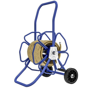 English Elm Outsunny Portable Hose Reel Cart With Wheels - Holds 98' Of 5/8" Hose, Durable Steel Frame In Blue W2225P217240-GIGA