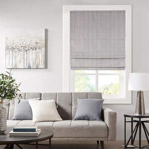 English Elm Basketweave Room Darkening Cordless Roman Shade with Thermal Foam Backing for Energy Efficient Privacy Grey 10.5 L x 5.42 W x 7.5 H B035129703
