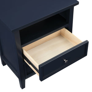 English Elm Weston Midnight Blue 2-Drawer Nightstand with Open Shelf, Solid Wood & MDF, Nickel Knobs, Durable Finish B050P376945