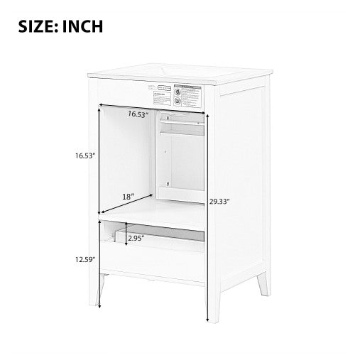 English Elm 20" Modern Bathroom Vanity With Sink, Soft-Close Door & Drawer, Ideal For Small Spaces, White Finish N725P351851K