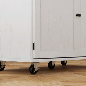 English Elm Homcom Farmhouse Rolling Kitchen Island Cart On Wheels With Storage, Rubberwood Top, And Spice Rack W2225P200645