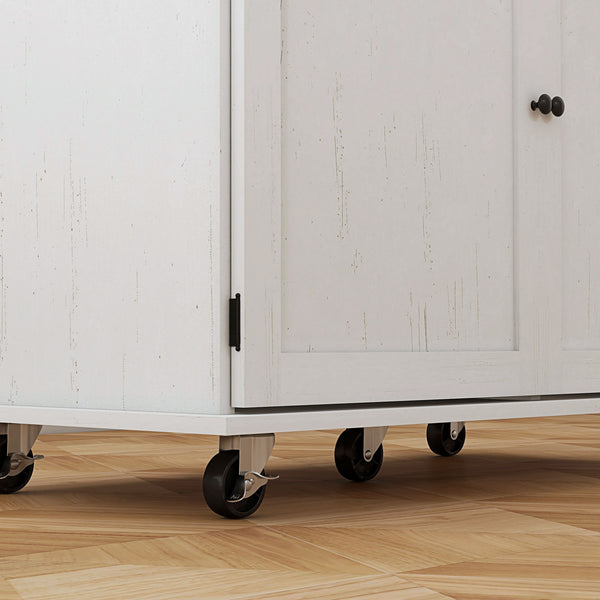 English Elm Homcom Farmhouse Rolling Kitchen Island Cart On Wheels With Storage, Rubberwood Top, And Spice Rack W2225P200645