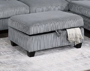 English Elm Contemporary 3pc Sectional Set with USB Charging, Corduroy Upholstery, Storage Ottoman & Pillows Fog 77 L x 35 W x 17 H B011S01239
