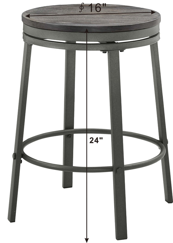 English Elm Wooden Round Counter Height Dining Set with Four Swivel Stools for Kitchen Nook B2748S00062