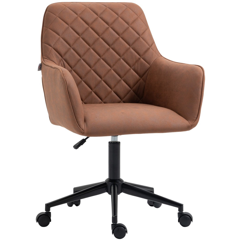 English Elm Vinsetto Stylish Mid Back Office Chair With Adjustable Height, Padded Armrests & Diamond Design, Brown W2225P229591-GIGA