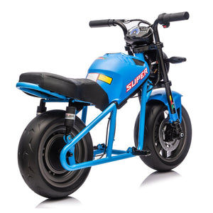 English Elm 24v300w Kids Electric Muscle Motorcycle with Dual Suspension Wide Eva Tires and Twist Throttle Blue W1578P382506