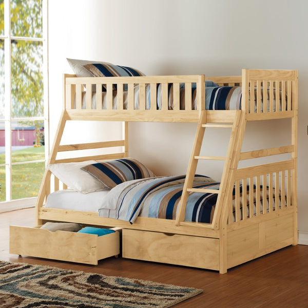 English Elm Bunk Bed Twin Over Full Solid Pine Frame with Guard Rails for Youth Bedroom B011S02439
