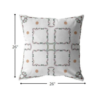 Homeroots 26” White Floral Indoor Outdoor Zippered Throw Pillow   413044