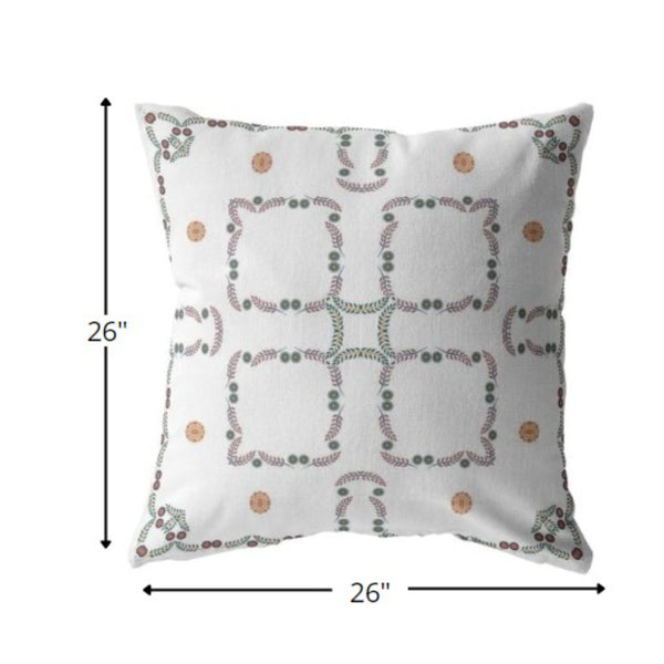 Homeroots 26” White Floral Indoor Outdoor Zippered Throw Pillow   413044