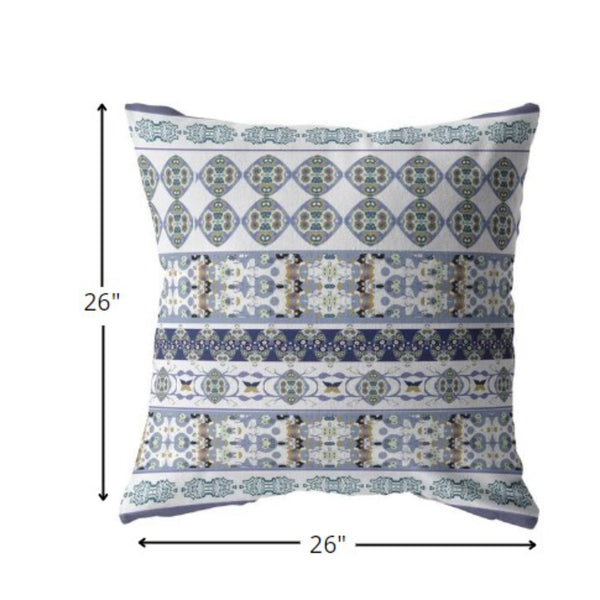 Homeroots 26” Navy White Strips Indoor Outdoor Zippered Throw Pillow   413048