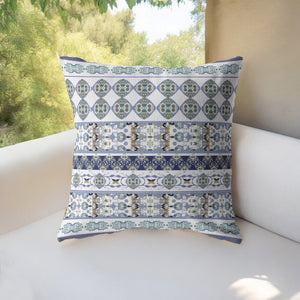 Homeroots 26” Navy White Strips Indoor Outdoor Zippered Throw Pillow   413048