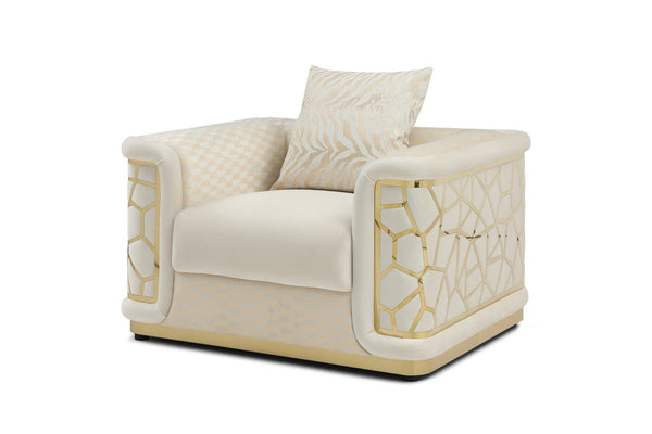 English Elm Talia Art Deco Accent Chair Hardwood Frame Structured Back Geometric Living Room Ivory B078P301558