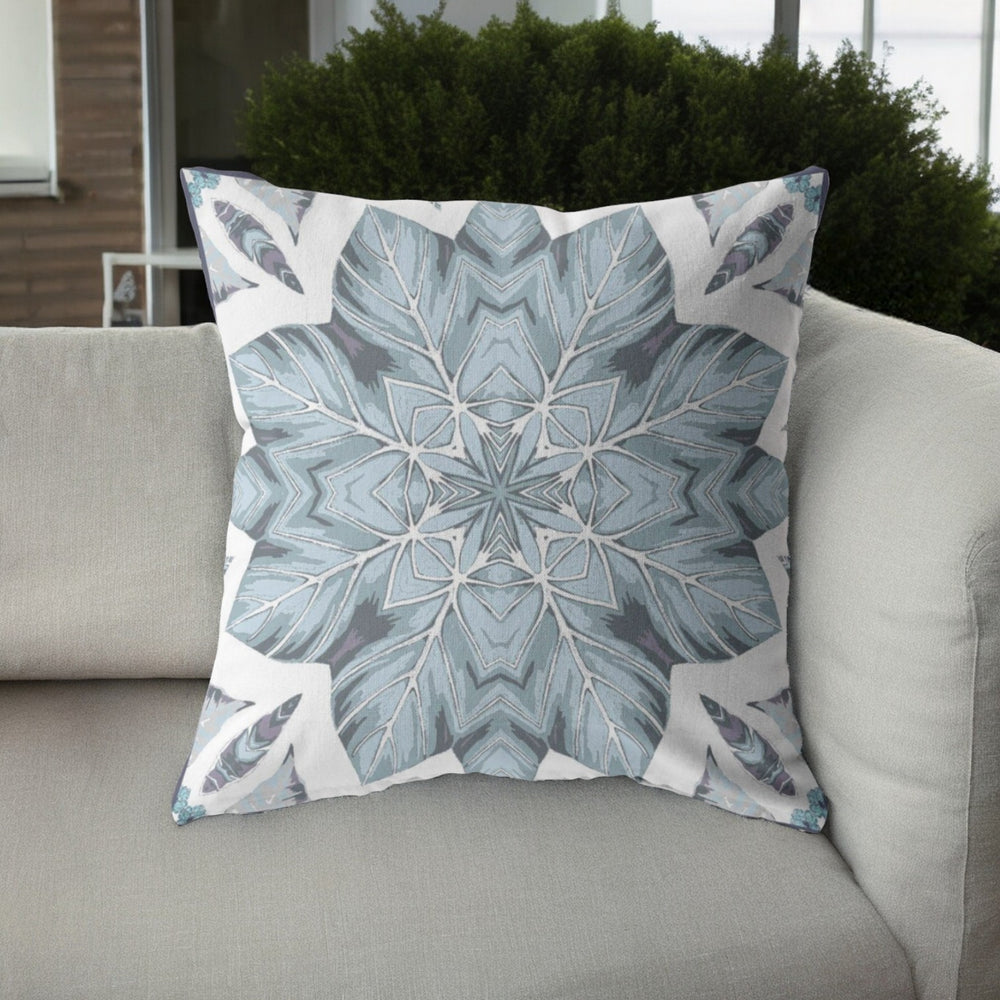 Homeroots 26" Blue Floral Forest Indoor Outdoor Zippered Throw Pillow   413080