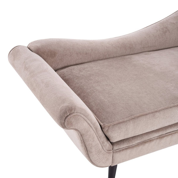 English Elm Chaise Lounge Upholstered Accent Piece Tailored Silhouette for Living Room or Bedroom Light Brown N776P396744B