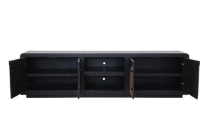 English Elm Eclipse 92" TV Stand Console for TVs up to 100" — Solid Oak & Walnut Two-Tone, No Assembly, Cable Ready B108P345176