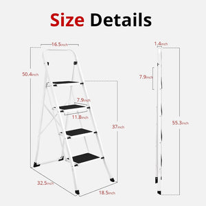 English Elm Ladder Folding Attic Stair Aluminum Alloy Pull Down with Handrail and Wide Steps W2069P490058