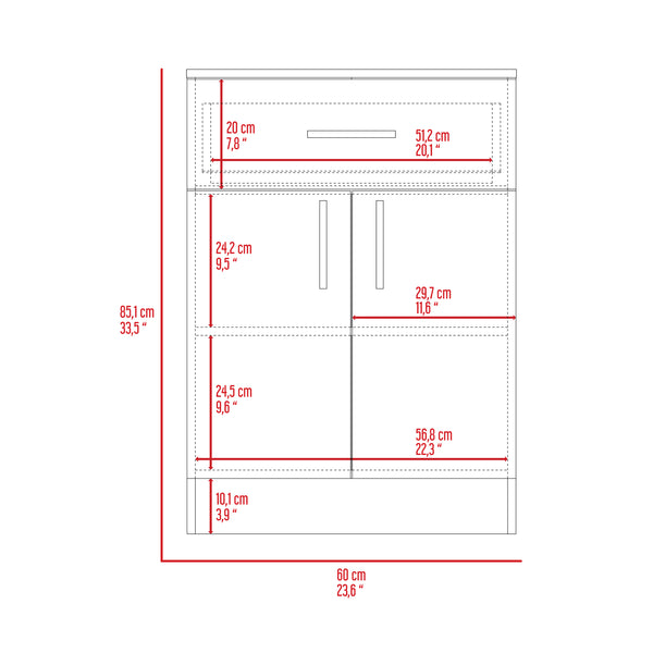English Elm Oxford Melamine Pantry Cabinet with Drawer and Double Doors, Compact 23.6"W x 33.5"H Storage Solution B128P148780