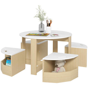 English Elm Qaba Kids Table And Chairs Set – 5-Piece Storage Solution For Art, Crafts, Playroom, Classroom Fun W2225P217323-GIGA