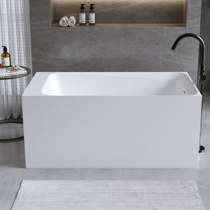English Elm 51'' Resin Stone Freestanding Soaking Tub Matte White Spa Bath with Overflow Drain W2753P294506
