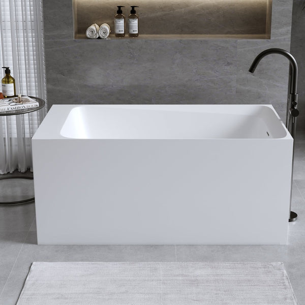 English Elm 51'' Resin Stone Freestanding Soaking Tub Matte White Spa Bath with Overflow Drain W2753P294506