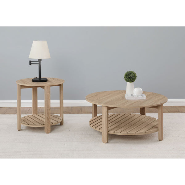 English Elm Altos Round Coffee Table With One Shelf - Rustic Charm, Ample Space, Stylish Design For Living Rooms B062P299832