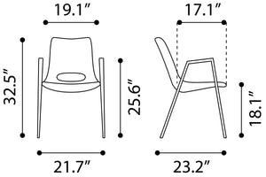 Desi Dining Chair - Set of 2 Brown & Walnut 109730 Zuo Modern