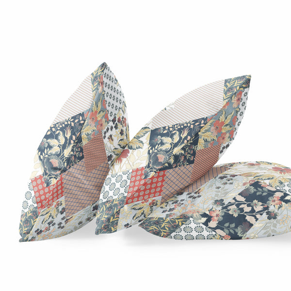 Homeroots 20" Peach Black Floral Zippered Suede Throw Pillow   413458