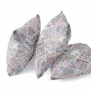 Homeroots 20” Gray Pink Patch Suede Zippered Throw Pillow   413488